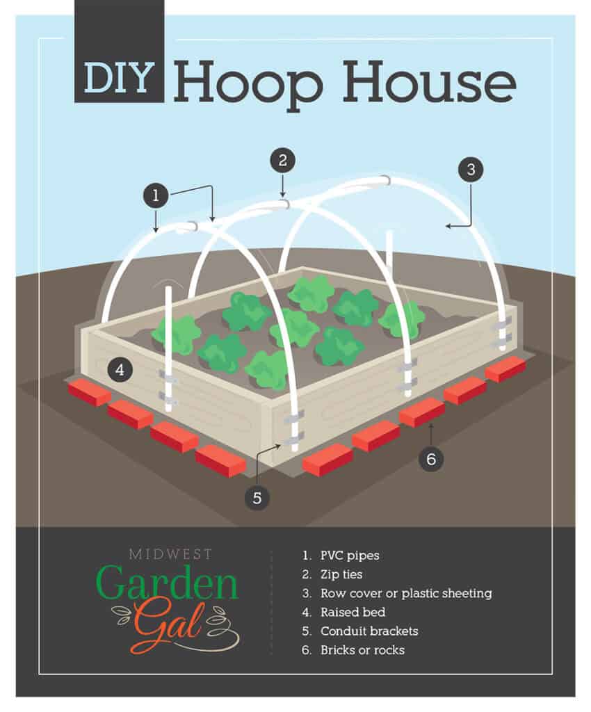 Hoop house on rasied bed